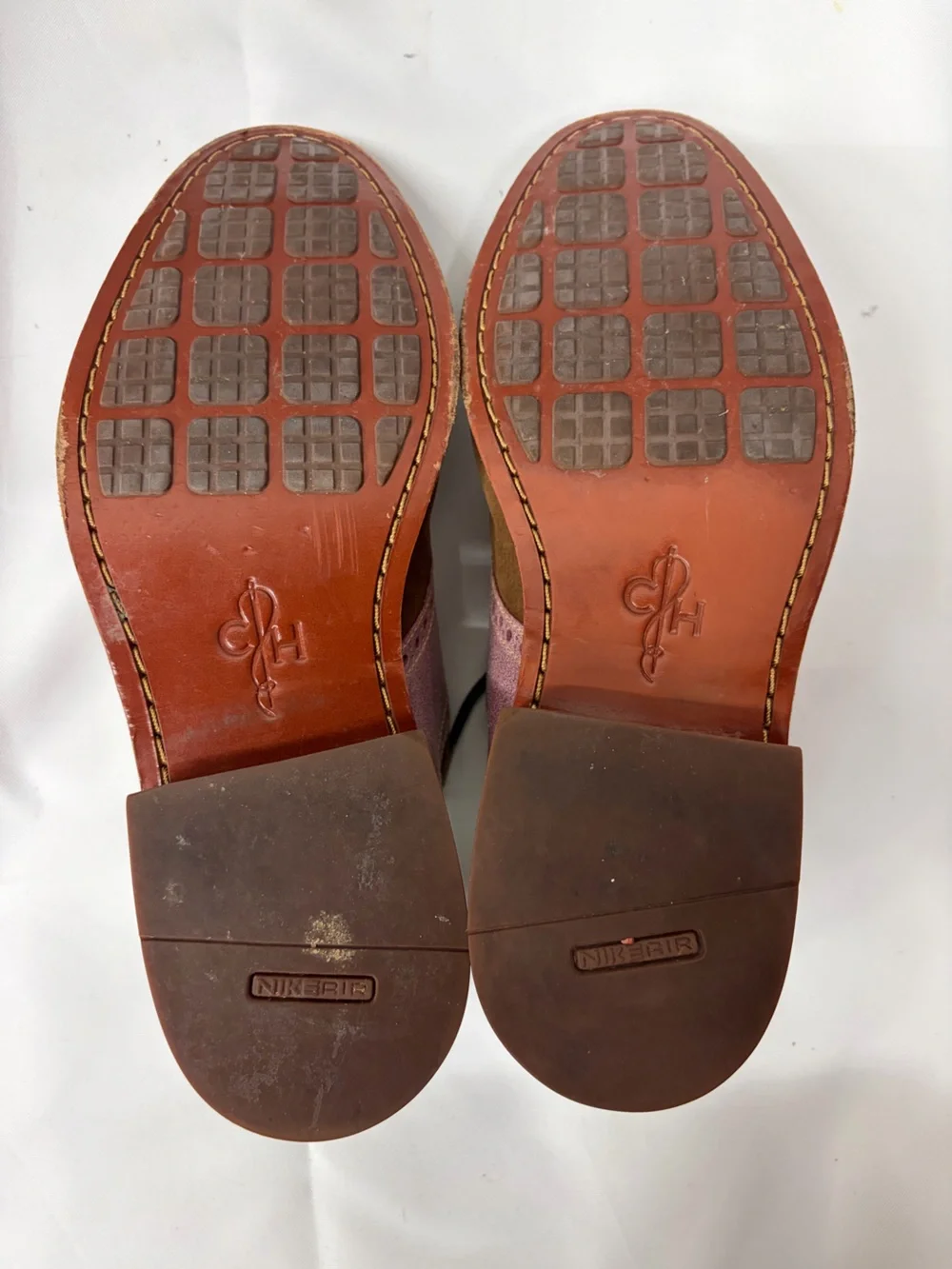 Cole Haan Brown Leather and Pink Suede Derby Oxfords